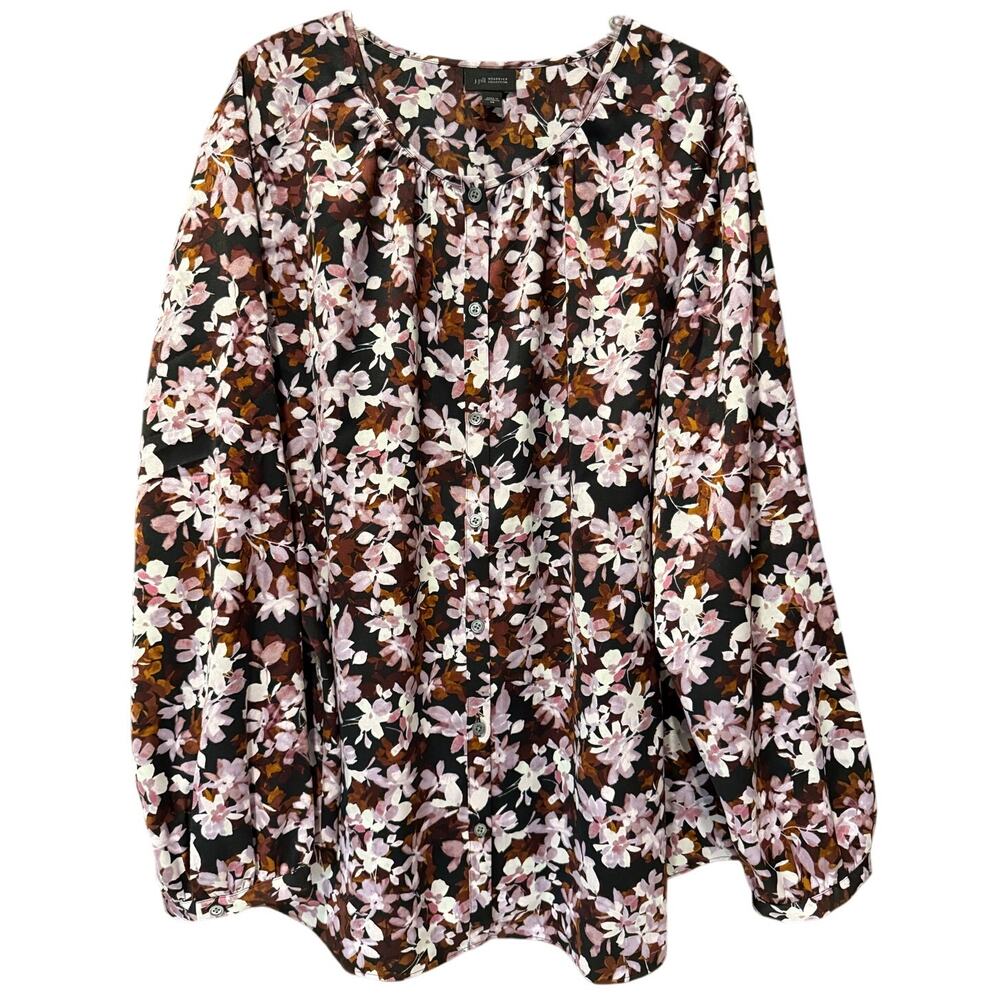 J Jill Wearever Collection Women's size 3X Purple floral button up Dressy Blouse